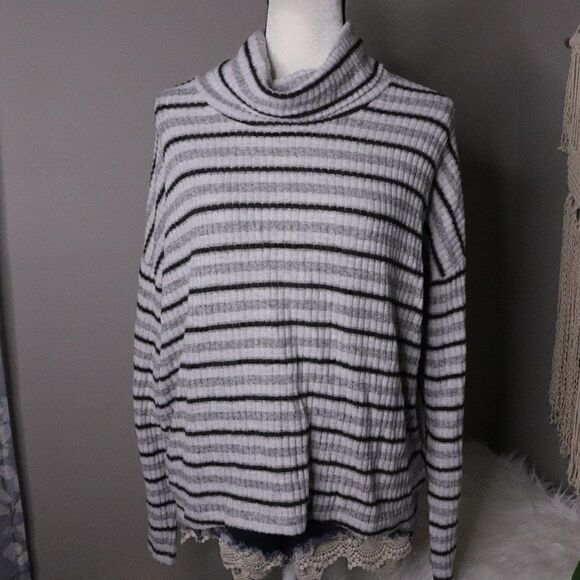 Saturday Sunday | Cowl Neck Striped Pullover Sweater Medium - Picture 3 of 8